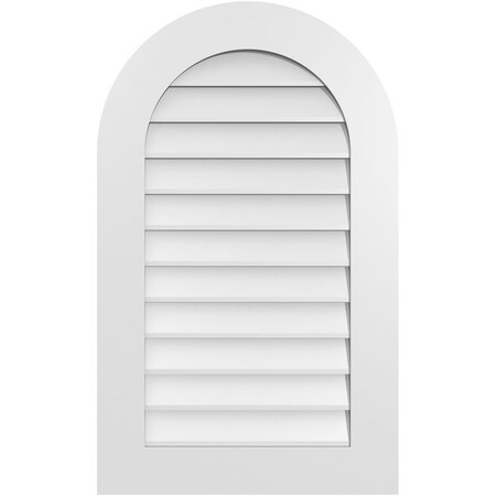 Ekena Millwork Round Top Surface Mount PVC Gable Vent: Non-Functional, w/ 3-1/2"W x 1"P Standard Frame, 22"W x 36"H GVPRT22X3601SN